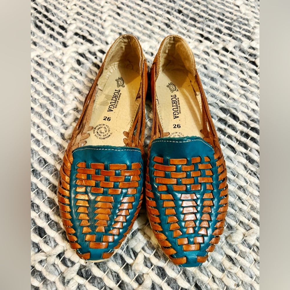 Mexican Huarache Sandal ~ Teal Leather